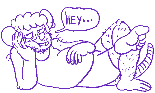HELLO! my fursona, lazily looking at you